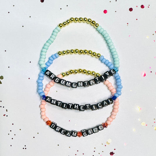 Argumentative Antithetical Dream Girl | Triple stack beaded friendship bracelets