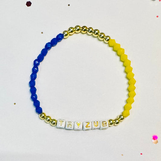 'Tryzub' | Ukrainian Flag | Single strand beaded friendship bracelet